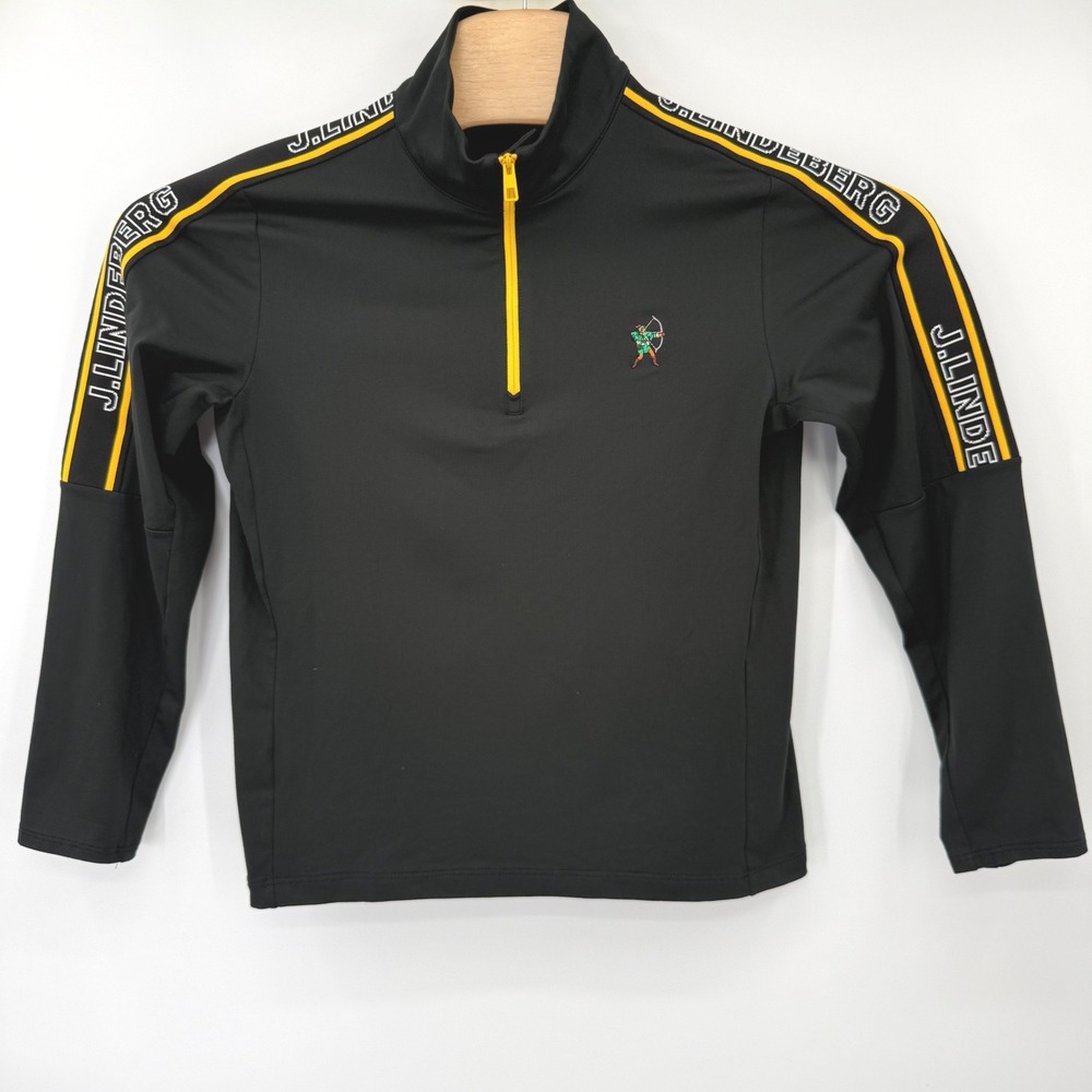 J.Lindeberg Pullover Mens M Black Quarter Zip Archer Logo Tape 20211080 Active